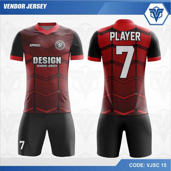 Desain Baju  Futsal  Warna Merah Hitam Digital  Printing  