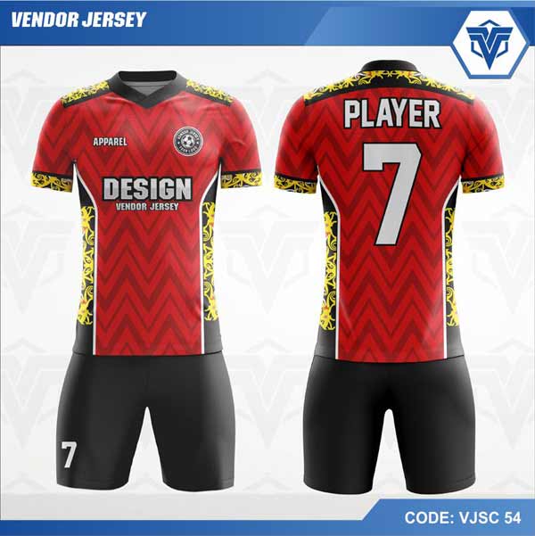 Desain  Baju  Futsal Warna  Merah  Hitam  Digital Printing 